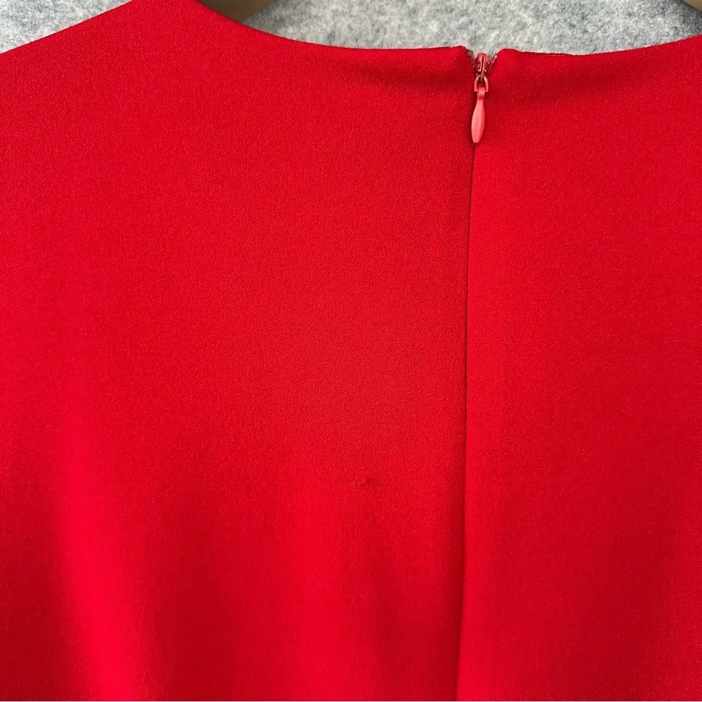 TAHARI ASL Red Stretch Crepe A-Line Grommet Side Tie Dress Sz: 8 - Picture 9 of 13